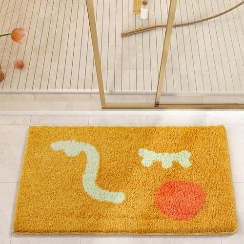 Chic Bathroom Rug Fluffy Colorful Geometric Entrance Carpet Area Floor Pad Tub Side Mat Doormat Aesthetic Home Room Decor