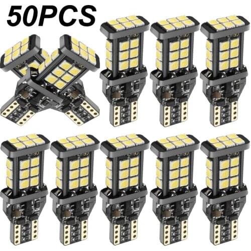 50Pcs 1200Lm T15 T16 W16W LED Reverse Light Bulbs 920 921 912 Canbus Error Free LED Backup Parking Lamps DC12V High Lights
