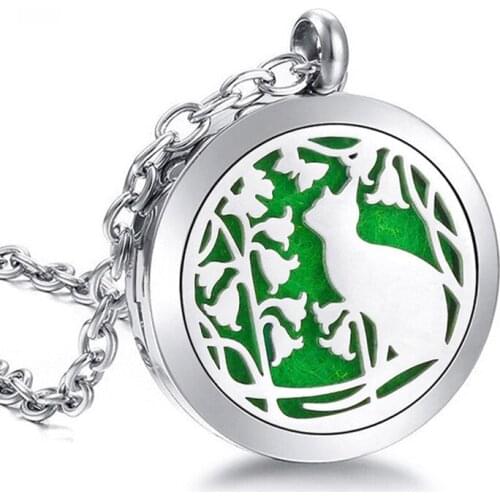 TJP Aromatherapy Lockets Magnetic Silver 30mm 316L Stainless Steel Essential Oil Diffuser Aroma Locket Pendant Necklaces