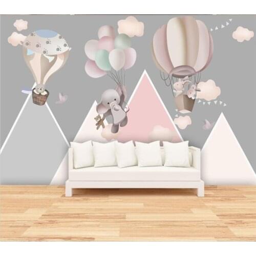 Welyu Custom modern 3d animal balloon background wall childrens room mural nursery school decoration wallpaper papel de parede