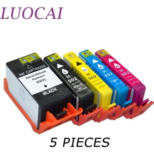 LuoCai 5 Pieces Ink Cartridges Compatible For HP902 HP906 OfficeJet Pro 6954 6960 6962 6968 6975 6978 All-in-One Printers