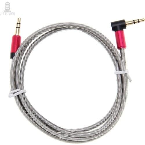500pcs 3.5mm Jack Audio Cable 3.5 Male to male metal Right Angle 90degree elbow Car Aux Auxiliary Cord for Phone PC wholesale