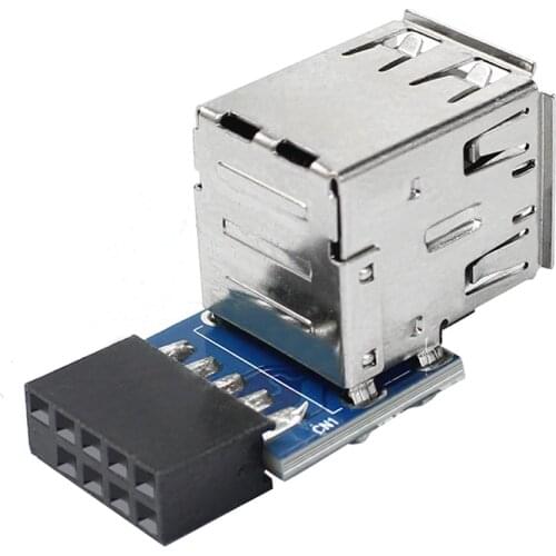 9pin Motherboard to 2 Ports USB2.0 Dual USB A 9 Pin Female Adapter Converter PCB Board Card Extender Internal Compter Connectors