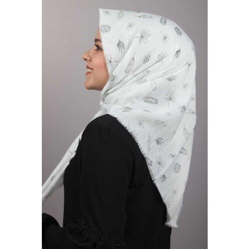 BAYSEM PATTERNED LINEN FLAMLI SCARF-DESEN-09-RENK-07