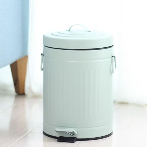 Home Big Cute Trash Can With Lid Creative Kitchen Storage Room Round Trash Can Metal Food Kosz Na Smieci Home Products DH50LJT