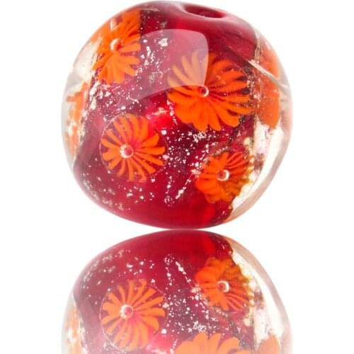 5pcs 16mm Original Design Fashion Chrysanthemum Flowers Beads MURANO GLASS BEAD LAMPWORK Fits Bracelet DIY Jewelry Making