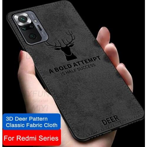Fundas redmy note10 pro case deer pattern fabric cloth covers for redmi note 10 pro 10s 10t soft silicone frame shockproof coque