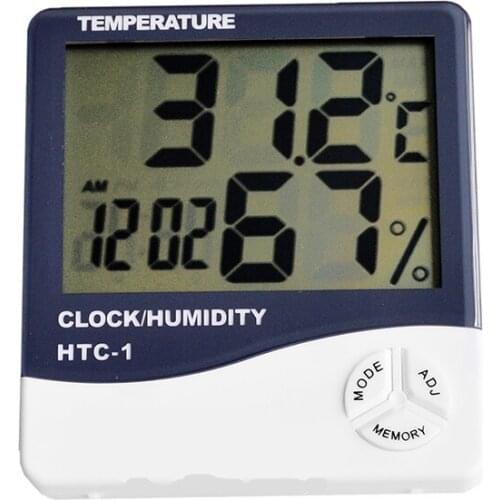HTC-1 Indoor Room LCD Digital Electronic Thermometer Hygrometer Measuring Temperature Humidity Meter Alarm Clock Weather Station