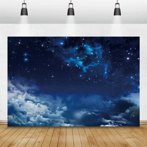 Laeacco Night Starry Sky Clouds Photography Backdrops Baby Shower Photo Backgrounds Newborn Photophone Child Portrait Photozone