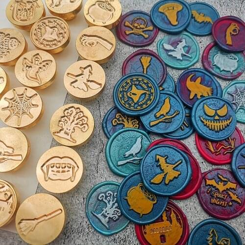 Halloween Wax Seal Stamp - 60 Design Choices | Sealing Wax Stamp | bat ,skull ,ghost ,owl, witch on broom Happy Halloween stamp