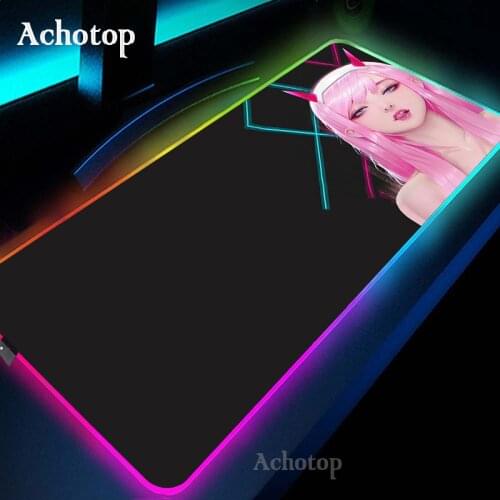 Anime Darling In The Franxx Sexy Girl Mouse Pad RGB Zero Two Gaming Mouse Pad 900x400 LED Light Lock Desktop Gaming Desk Mats