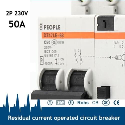 Competitive price 2 poles 50A remote control circuit breaker