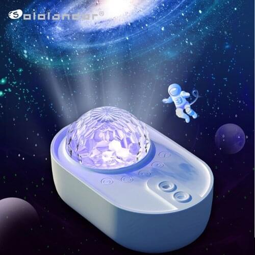 Spaceship Star Night Light Projector Galaxy LED Projection Lamp For Kids Bedroom Home Party Decor White Noise Bluetooth Speaker