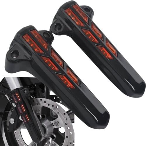 Motorcycle Front Lower Fork Leg Slider Cover LED Light For Harley 2014-2019 Road Street Electra Glide EFI Ultra Classic