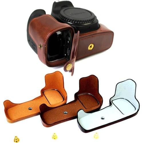 Fashion PU Leather Half Body Set Cover Camera Bag Bottom Protective Case For Canon 80D Leather Camera Base Black Brown Coffee