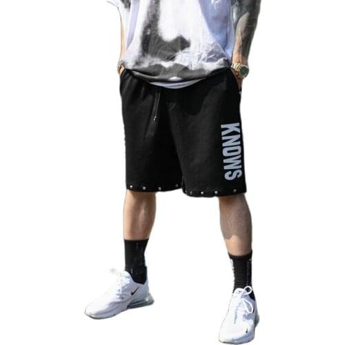 Men personality rivet hip hop punk harem shorts joggers mens casual hiphop streetwear skateboard beach short pants bermuda