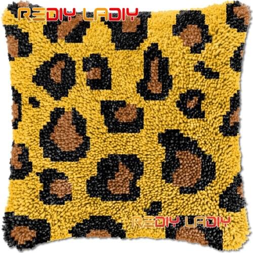 Latch Hook Cushion Leopard Stripes DIY Needlepoint Kits Chunky Acrylic Yarn Arts Crocheting Lofty Pillow Case Hobby & Crafts