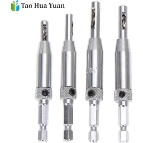4pcs/set HSS Self Centering Hinge Drill Bits Set Door Cabinet 5/64" 7/64" 9/64" 11/64" Center Drill Bits DropShipping Tool Set A