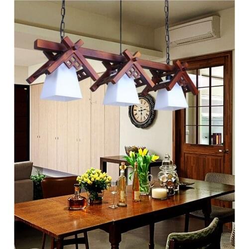 Mediterranean restaurant Pendant Lights bar wood modern simple creative personality Nordic American single small Pendant lamps