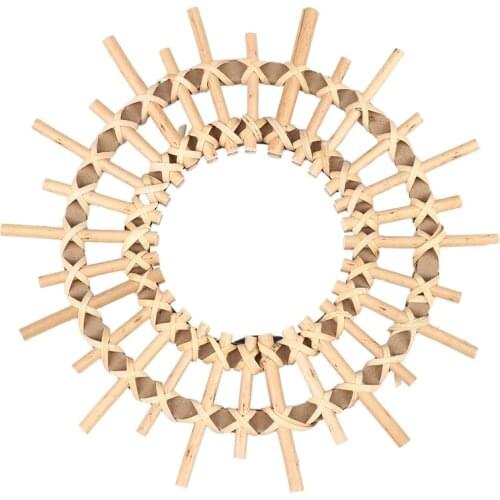 Practical Rattan Round Makeup Mirror Innovative Art Decoration Dressing Bathroom Wall Hanging Mirrors Crafts