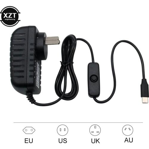 Raspberry Pi 4 Type-C Power Supply 5V 3A Power Adapter With ON/OFF Switch EU US AU UK Charger for Raspberry Pi 4 Model B