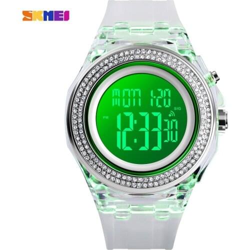 Relogio Feminino SKMEI Luxury Ladies Watch Rhinestone Dial Women Watches LED Light Display Female Digital Clock Countdown Chrono