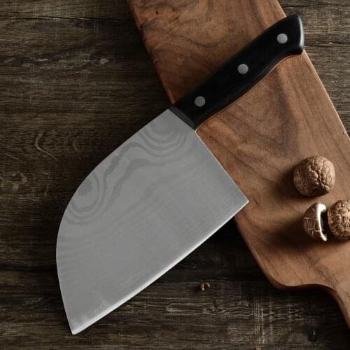 RU Shipping 7 Inch Butcher Knife Kitchen Stainless Steel Laser Damascus Pattern Cleaver Chinese Chef Knife Full Tang Wood Handle