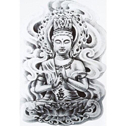 Sex Arm Tatoo 3d Men Buddha Tattoos Designs Waterproof Temporary Tattoo Large Body Art Stickers Lotus Flash Tattoo Sleeve