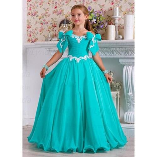 Chiffon Beaded Flower Gilr Dresses Bows Lace Vintage Little Girl Wedding Dresses Beautiful Child Pageant Dresses Gowns