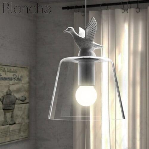 Nordic Creative Resin Duck Pendant Lights Iron Glass Hanging Lamp Restaurant Dining Living Room Bedroom Art Decor Light Fixtures