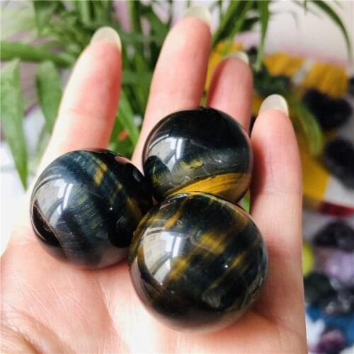 Dark Yellow Asian Rare Tiger Eye Quartz Crystal Healing Ball Sphere 2.5mm Toy Tiger Eye Stone Natural Tiger Eye Stone 3pcs