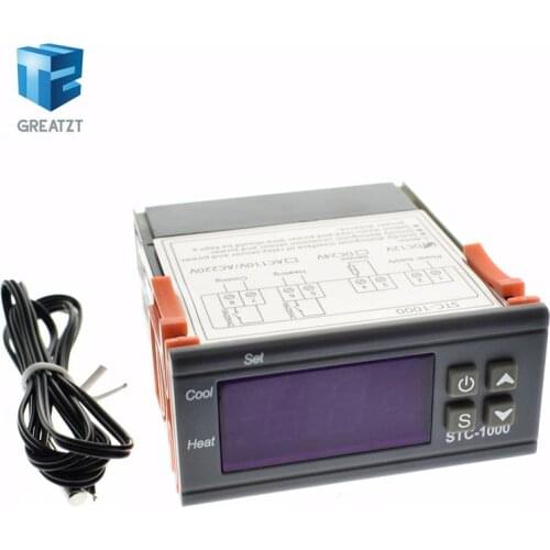 STC-1000 Thermostat for Incubator Digital Temperature Regulator Controller Two Relay Output with 1m Sensor 110~220VAC 12V 24V10A