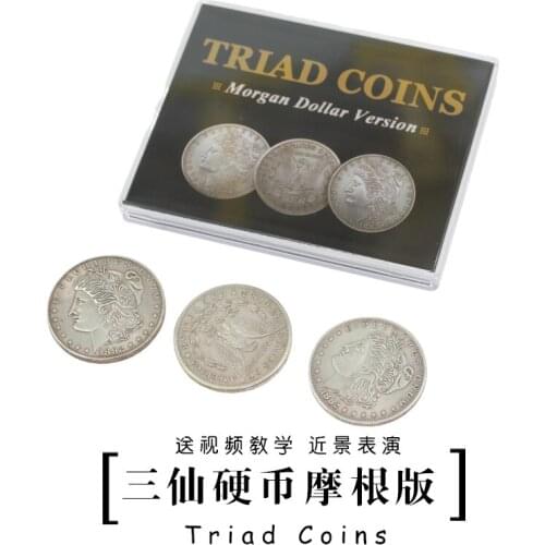 Triad Coins (Morgan Gimmick) By Joshua Jay Coin Magic Tricks Close Up Magic Props Gimmick Coins Vanishing Super Visual Effect