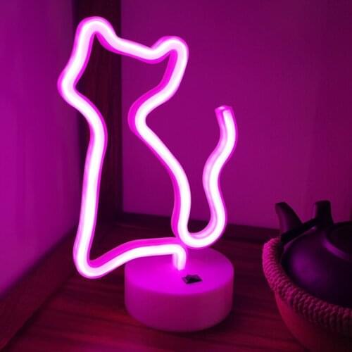 USB Battery Light Holiday Decor Neon Night Light Cat Shaped Led Lamp For Bedroom Decoration Wedding Party Decor Gift