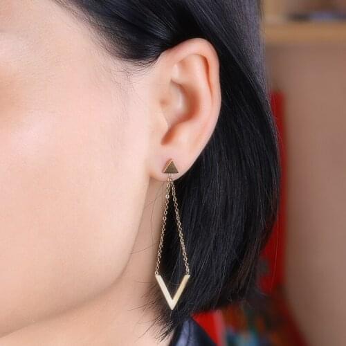 Innopes women earring geometric triangle dangle earrings bijou long tassel chain Gold drop earrings Luxury Party Jewelry Gift