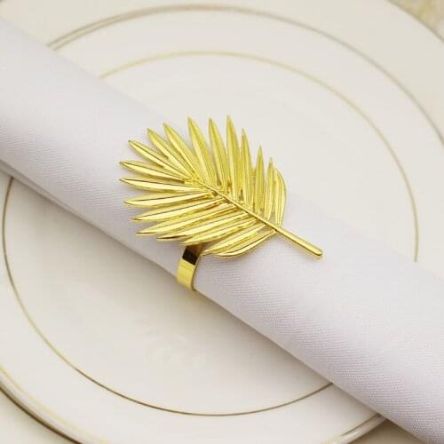 10pcs/lot New golden loose tail leaf napkin ring Western restaurant napkin button wedding party mouth cloth table decoration
