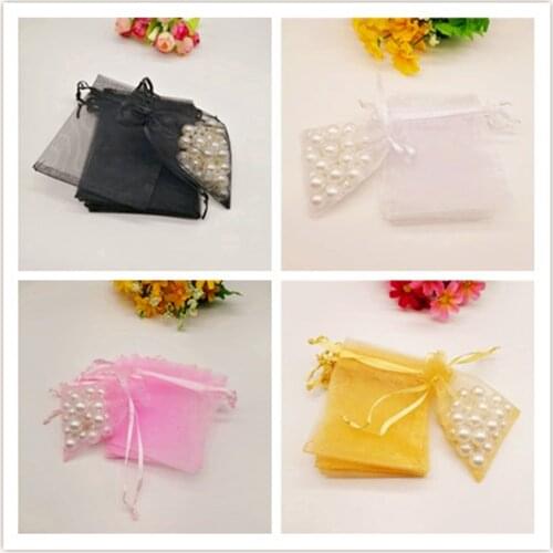 100pcs 11 Size Small & Big Organza Gift Bags White Christmas Gift Bag Organza Favor Party Wedding Pouches Jewelry Packaging Bags