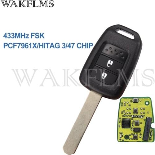 2 Button Remote Car Key 433Mhz For Honda with PCF7961X HITAG 3 47 CHIP