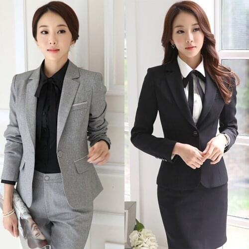 2019New Arrival Autumn Winter Formal Styles Female Pants With Jackets And Pants OL Professional Career Pants Suits Trousers Set