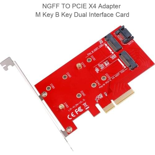 Kebidumei NGFF TO PCIE X4 Adapter M Key and B Key SATA Port Expansion Card Support PCI Express 3.0 2230 2242 2260 2280 Size M2