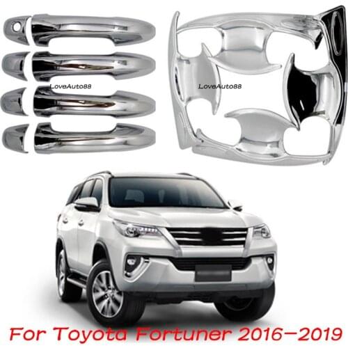 Car ABS Chrome handle Protective Cover Door Handle Outer Bowls Trim For Toyota Fortuner 2016 2017 2018 2019 2020 Car Accessories