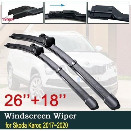 Car Wiper Blades for Skoda Karoq 2017~2020 2018 2019 Front Windscreen Windshield Wipers Car Accessories Stickers