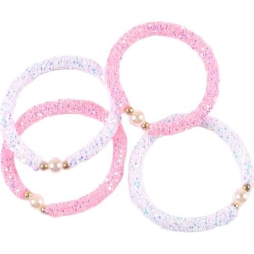 2pcs Cute Sequins and pearls White and pink Childrens sweater bracelet for children gift cp2723