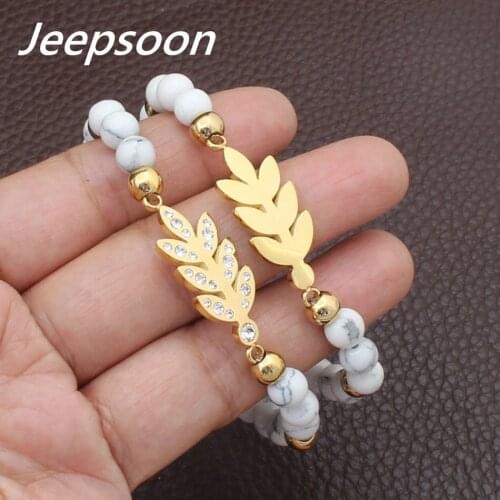 The Leaf Pattern Gold Silver Color Bracelet Wholesale Fashion Stainless Steel Jewelry High Quality Jeepsoon BBJFBDAI
