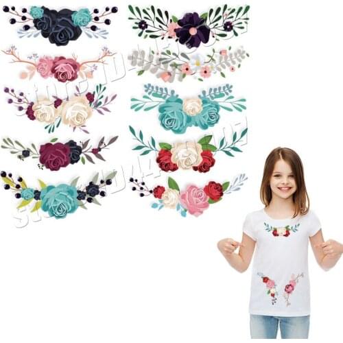 Elegant Flowers Design Patches For T-Shirts Applique Washable Decor For Clothing Girls Stickers DIY Creative Handmade Parches