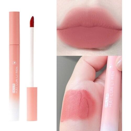 HLLR Beauty Lip Glaze Velvet Matte Lipstick Peach Pink Sexy Lips Makeup Lasting Waterproof Lipsticks Cosmetic Lip Tint Maquiagem