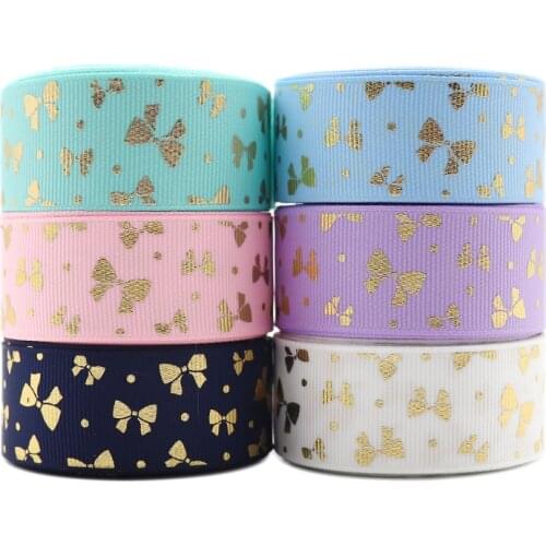 10 Yards 1" 25MM Grosgrain Ribbon Bronzing Bow-Knot Printing Bow Ribbon DIY Crafts Handmade Accessories Y2021042302
