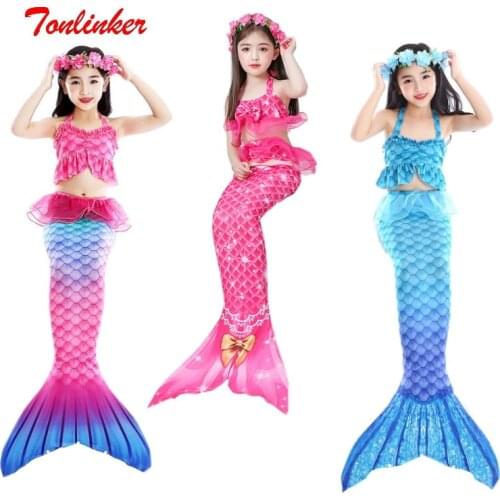 2020 1-10 Year Old New Mermaid Bikini Suits For Kids Girls Costumes Swimming Mermaid Tail Swimwear Bikini Swimsuit Flipper