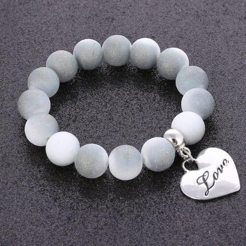 Fashion Beaded Heart-shaped Bracelet Natural Moonstone Buddha Bracelet chakra Lava Stone Bracelets Women Men Yoga Jewelry gift