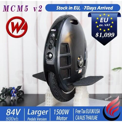 New Gotway Mcm5 V2 Monowheel 800Wh 84V 1500W Motor 18650 Battery 14inch Self-Balance Electric Unicycle Free Shipping